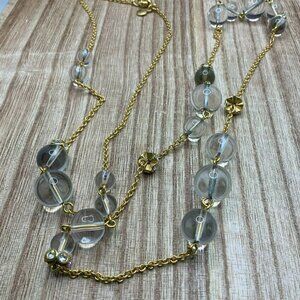 J. Crew Glass Orb Gold Tone Chain Long Necklace